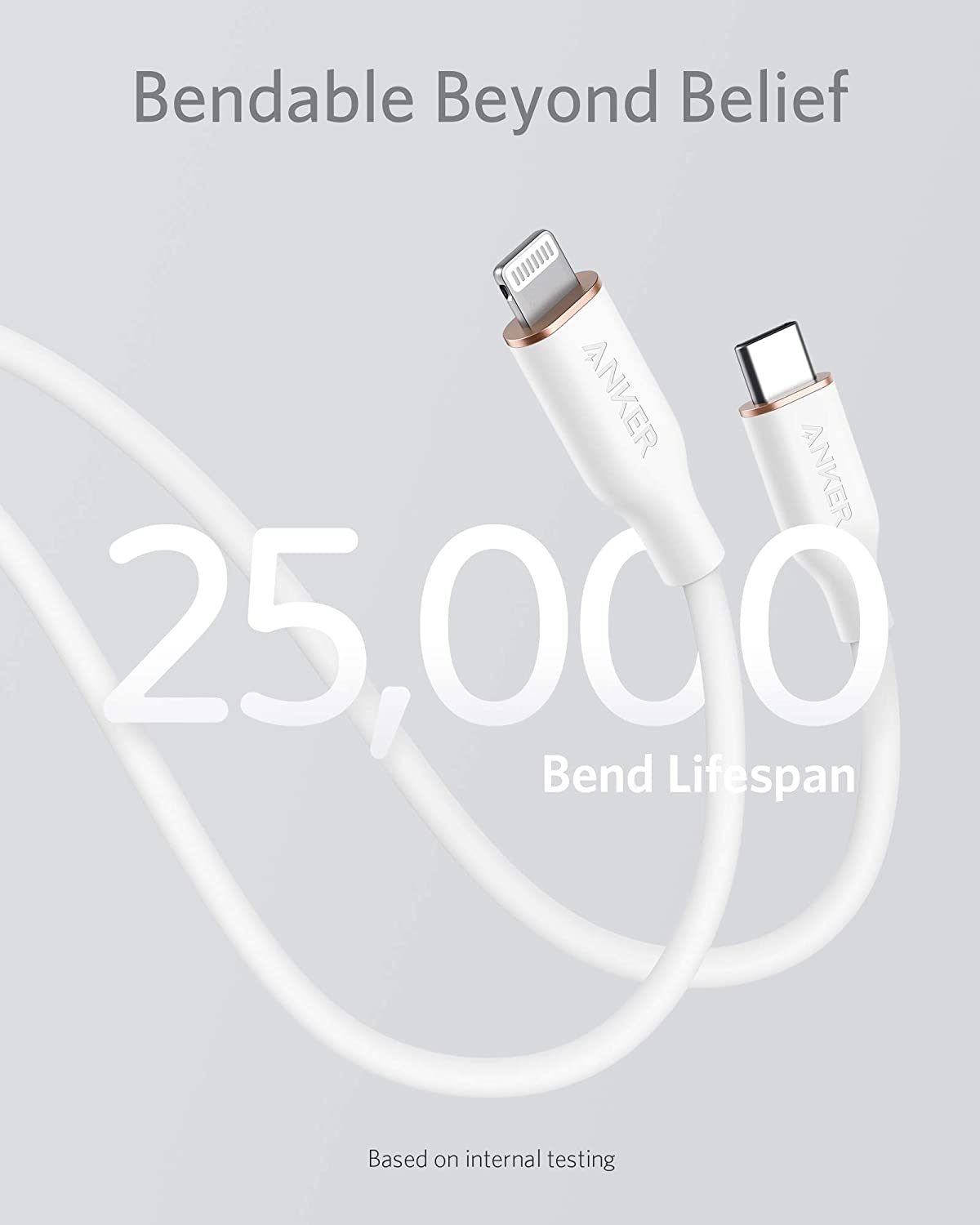 Anker PowerLine III Flow USB-C a lightning 3ft Blanco - Imagen 4