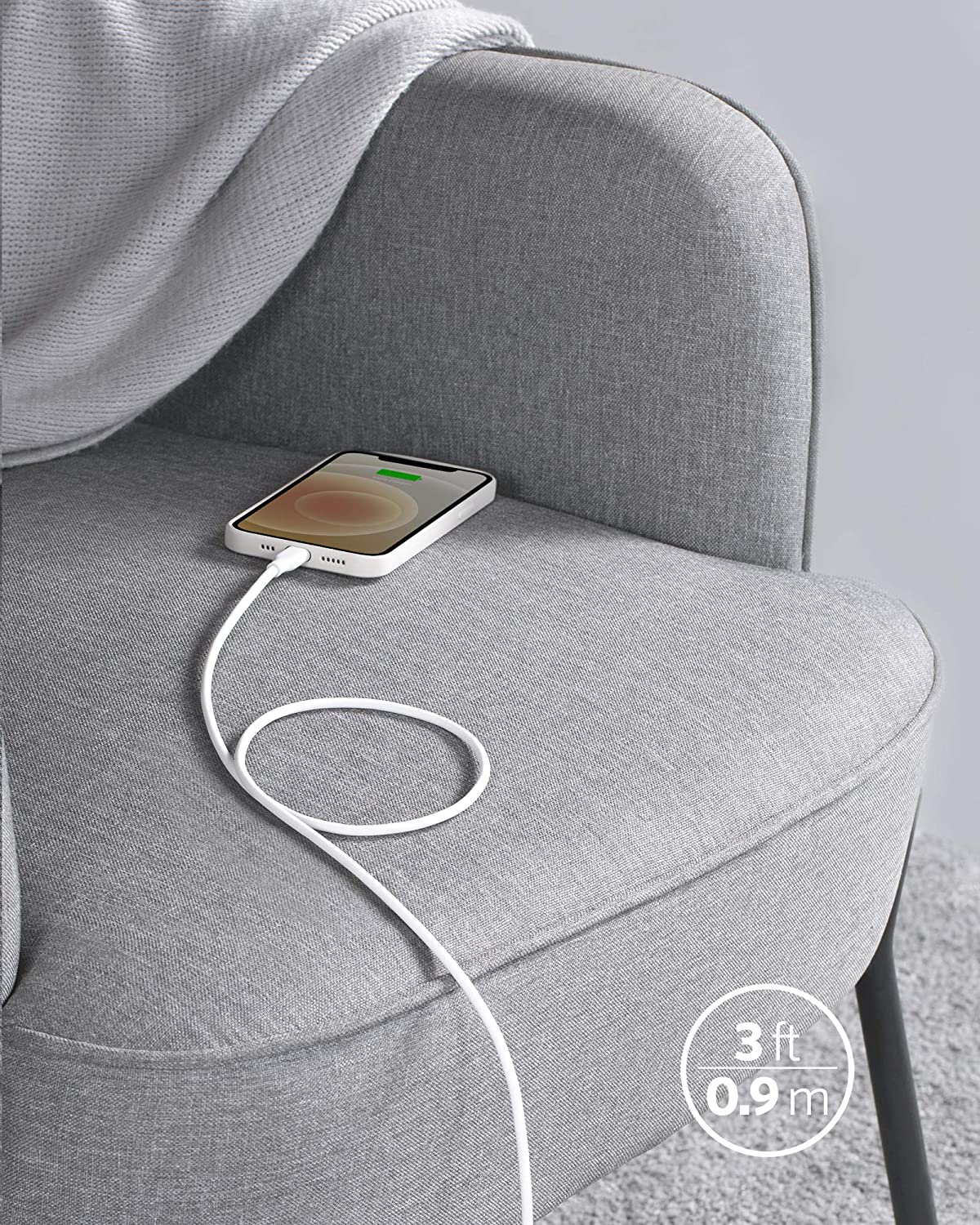 Anker PowerLine III Flow USB-C a lightning 3ft Blanco - Imagen 5