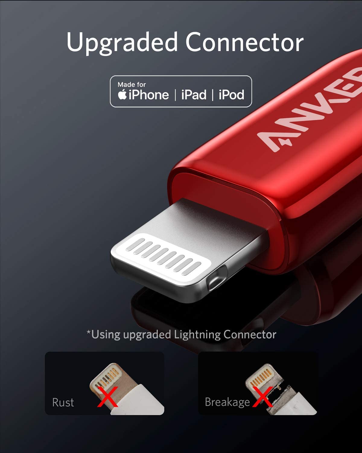 PowerLine+ III USB-C cable with Lightning conector 6ft Rojo - Imagen 7