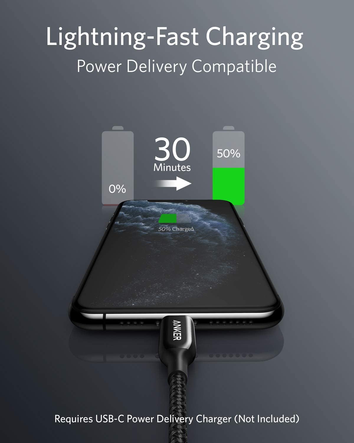 PowerLine+ III USB-C cable with Lightning conector 6ft Nergo - Imagen 4