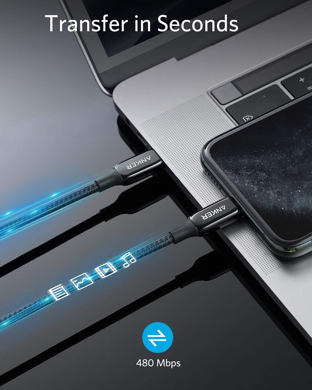 PowerLine+ III USB-C cable with Lightning conector 6ft Nergo - Imagen 8