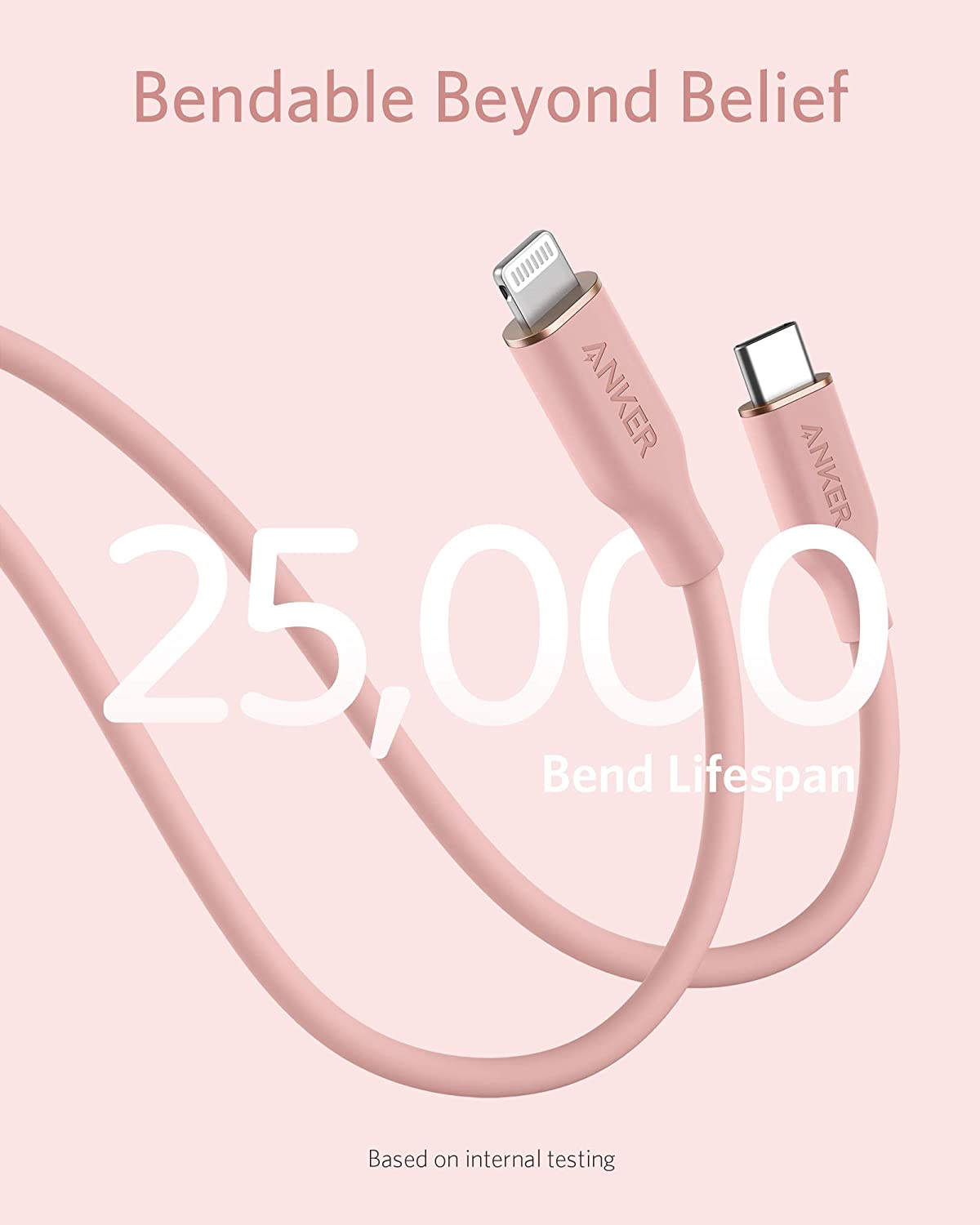Anker PowerLine III Flow USB-C a lightning 3ft Rosado - Imagen 4