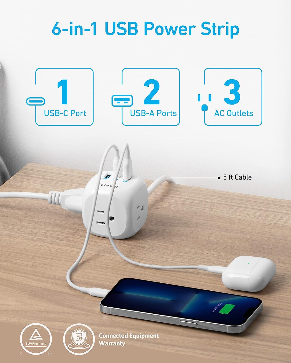 Anker 321 Power Strip Blanco - Imagen 2