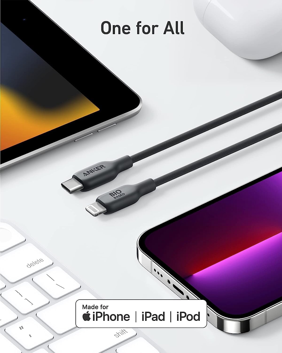 Anker 541 USB-C to Lightning Cable 3ft (Bio-Based) Negro - Imagen 6