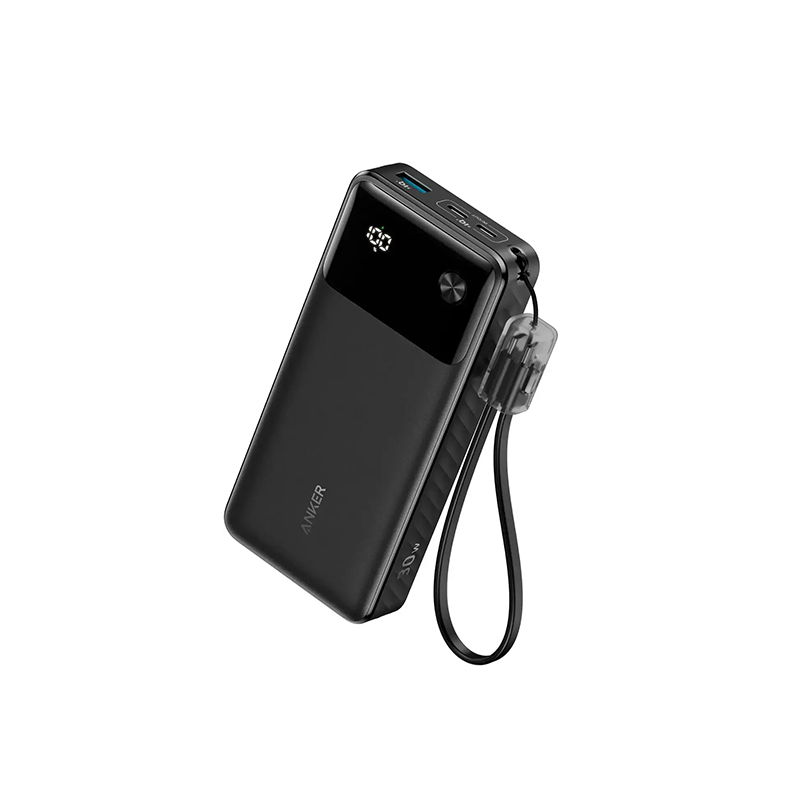 Power Bank (10,000mAh, Fusion, Built-In USB-C Cable) Negro - Anker