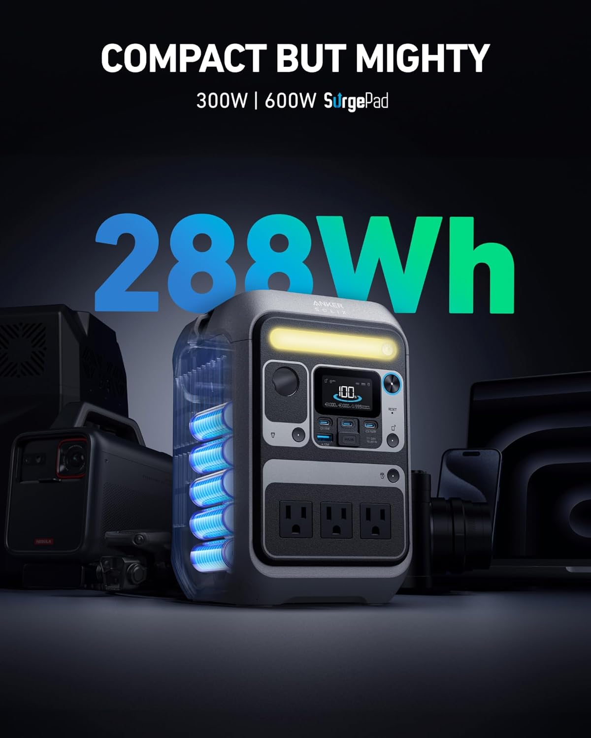 Anker SOLIX C300X AC Portable Power Station- (288Wh) | 300W - Imagen 2