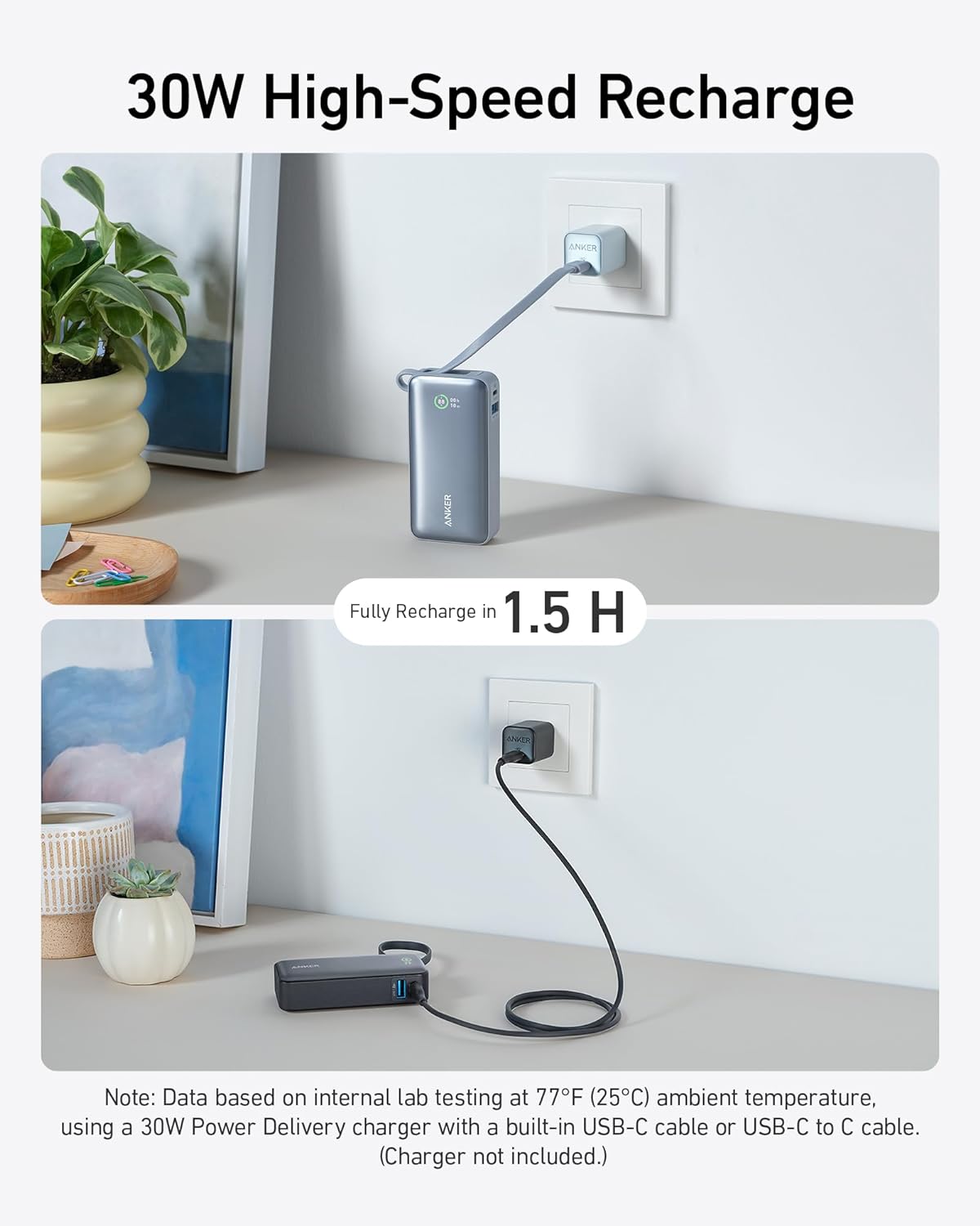 Anker Nano Power Bank 10K (30W,Built-In USB-C Cable) - Imagen 4