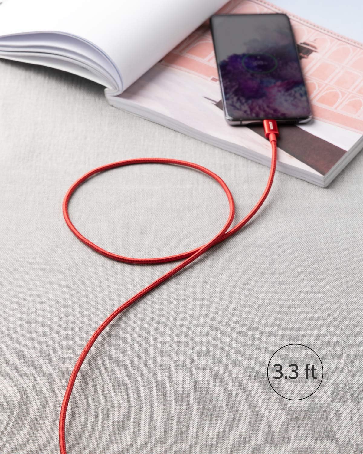 Anker USB-C to USB-C Cable (3,3ft, 60W, Braided, 2-Pack) Rojo - Imagen 7