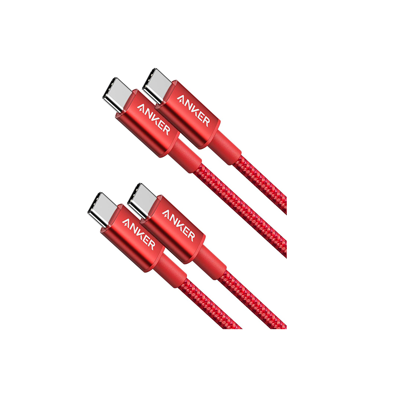 Anker USB-C to USB-C Cable (3,3ft, 60W, Braided, 2-Pack) Rojo