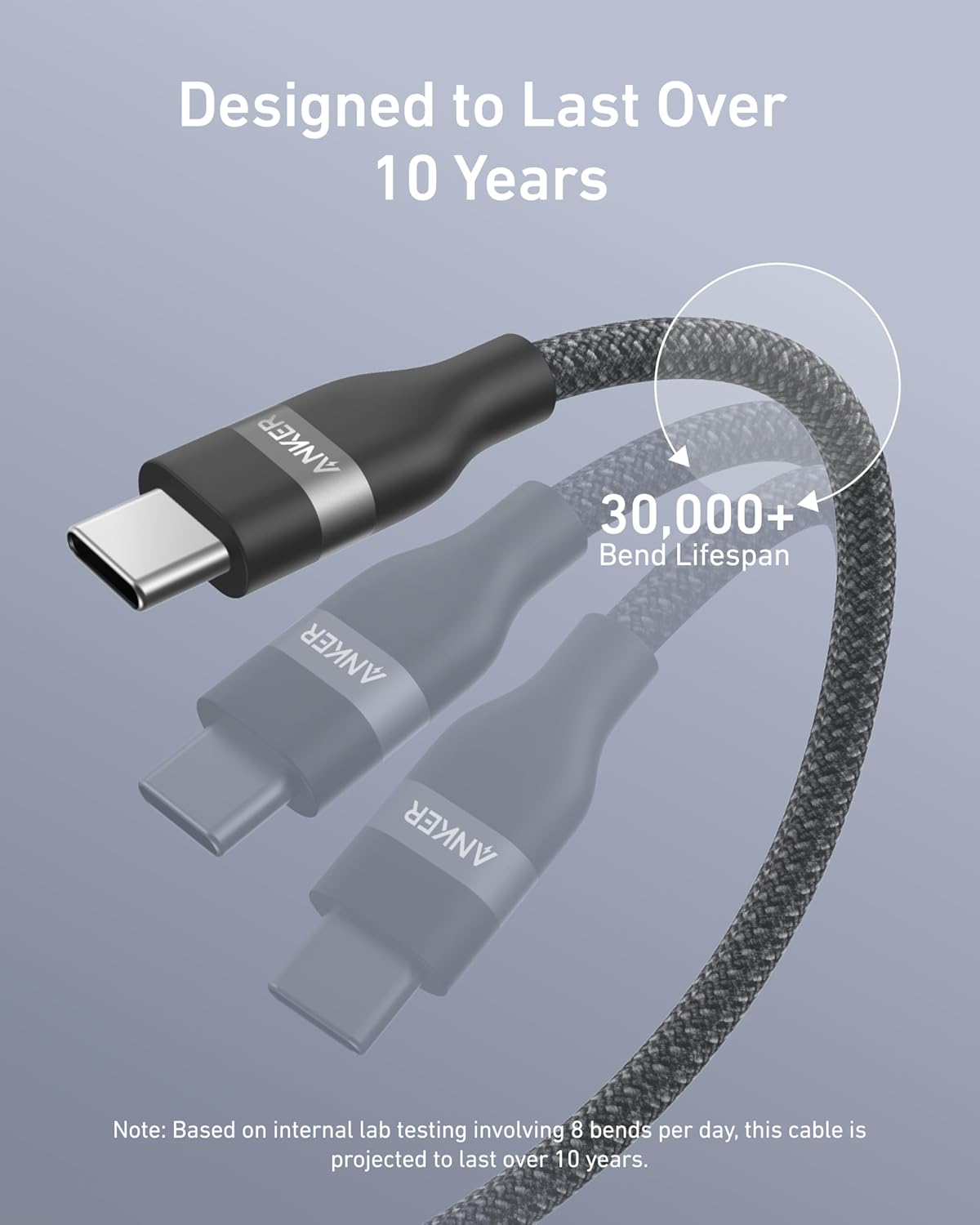 Anker USB-C to USB-C Cable (6 ft, 240W Upcycled-Braided) Negro - Imagen 4