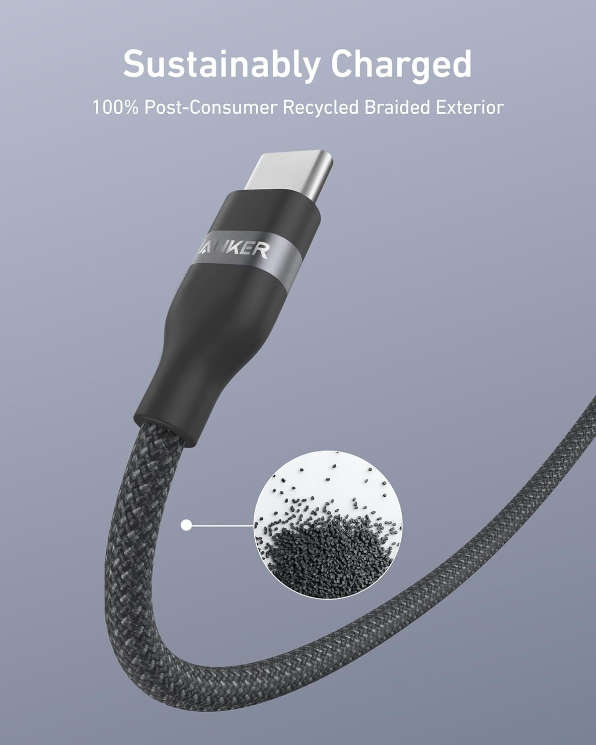 Anker USB-C to USB-C Cable (6 ft, 240W Upcycled-Braided) Negro - Imagen 5