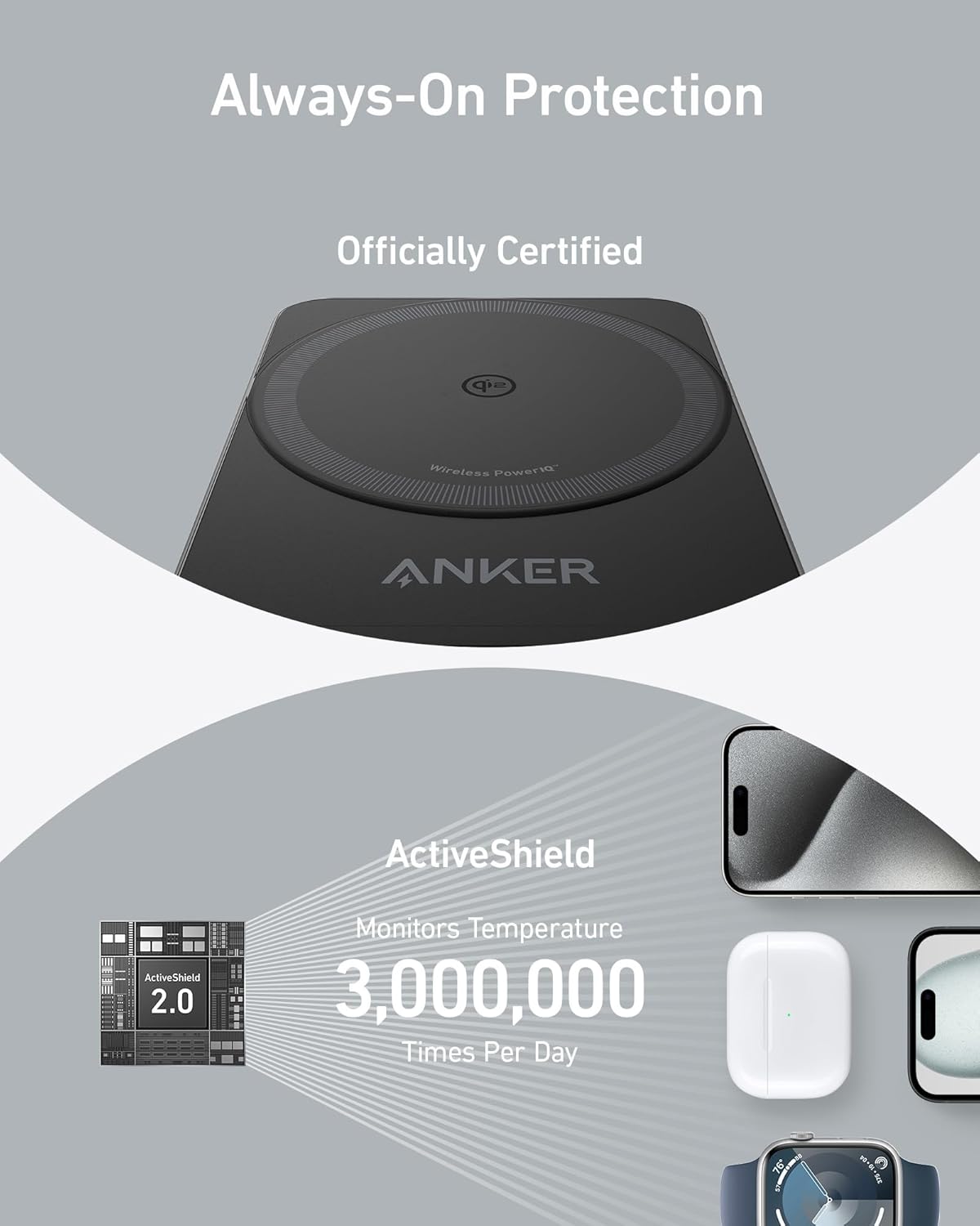 Anker MagGo Wireless Charging Station (15W, Foldable 3-in-1) Negro - Imagen 7