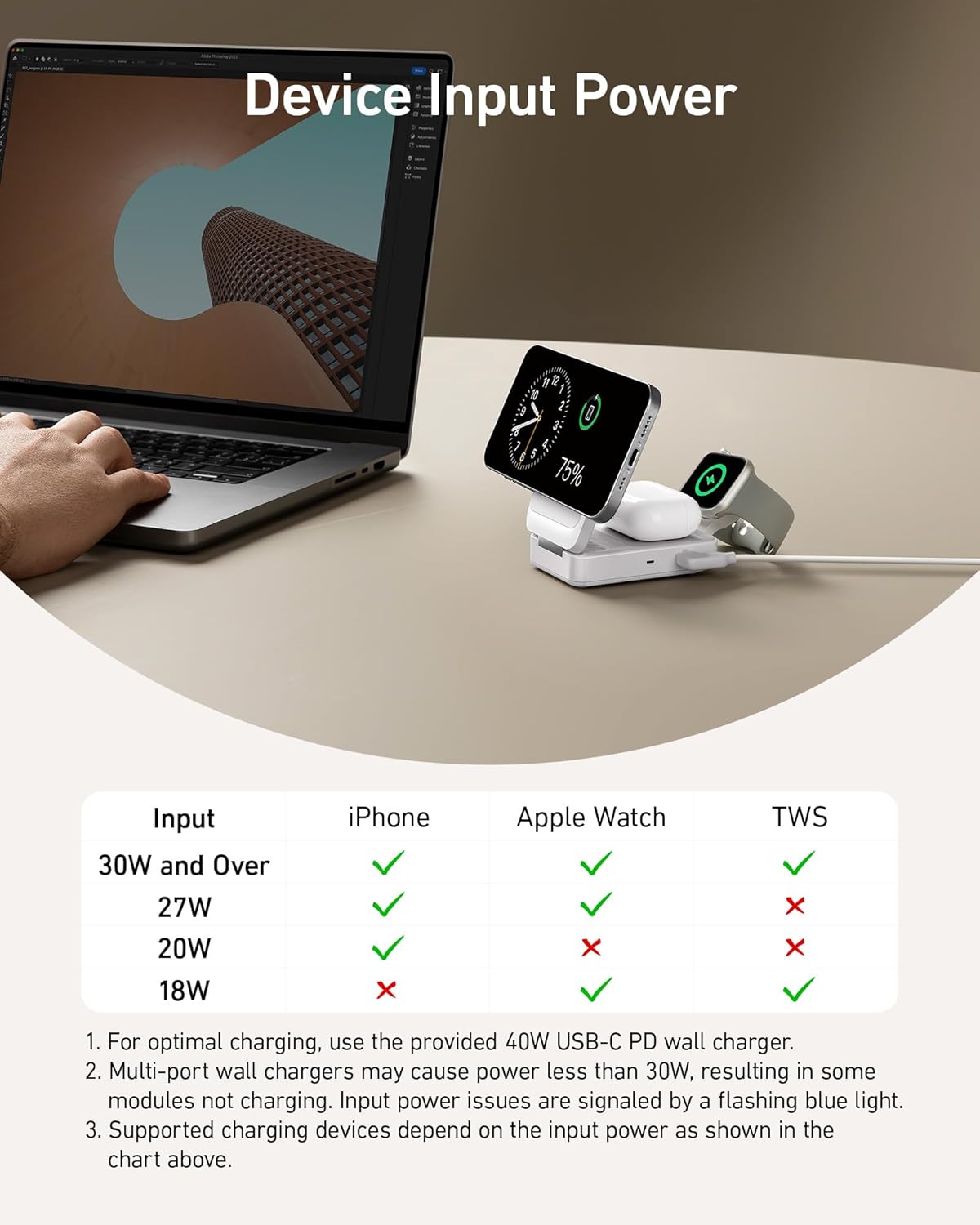 Anker MagGo Wireless Charging Station (15W, Foldable 3-in-1) Blanco - Imagen 6