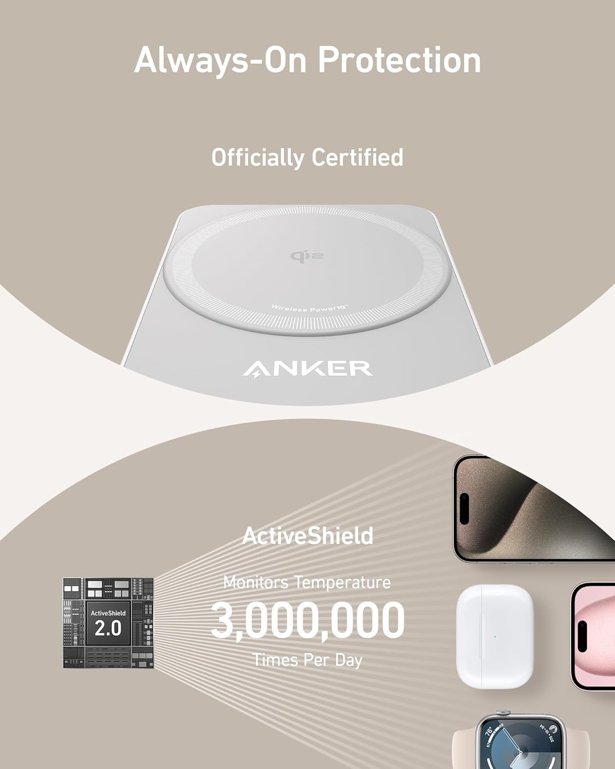Anker MagGo Wireless Charging Station (15W, Foldable 3-in-1) Blanco - Imagen 7