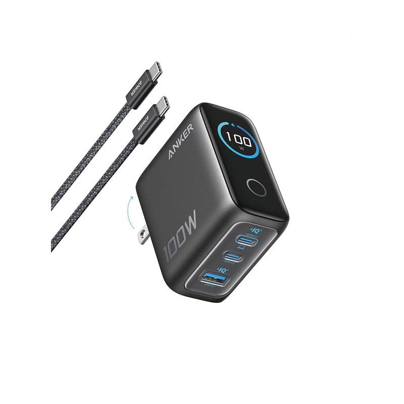 Anker Charger 100W 3 Puertos, Smart Display Gris