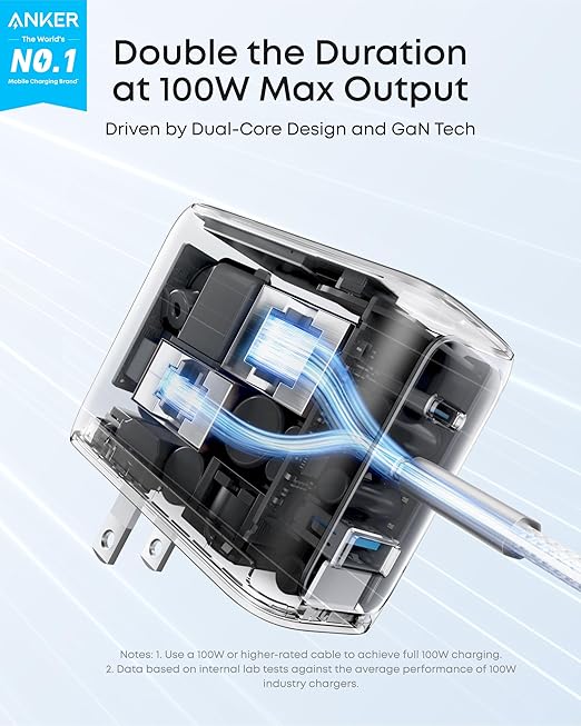 Anker Charger 100W 3 Puertos, Smart Display Plateado - Imagen 2