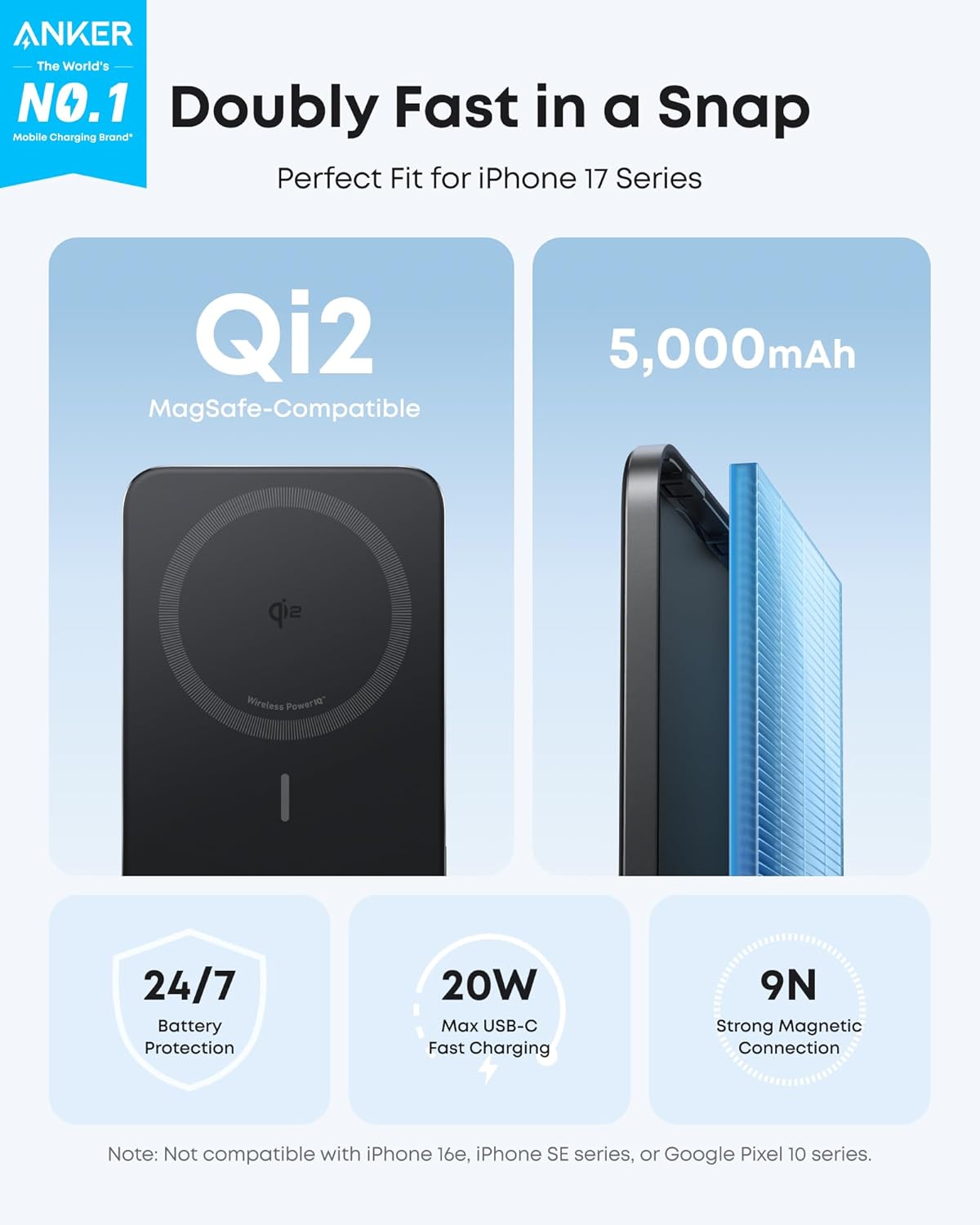 Anker Nano Power Bank (5K, Slim) 15W Negro - Imagen 2