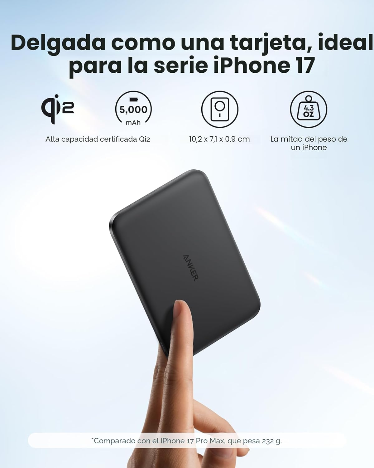 Anker Nano Power Bank (5K, Slim) 15W Negro - Imagen 3