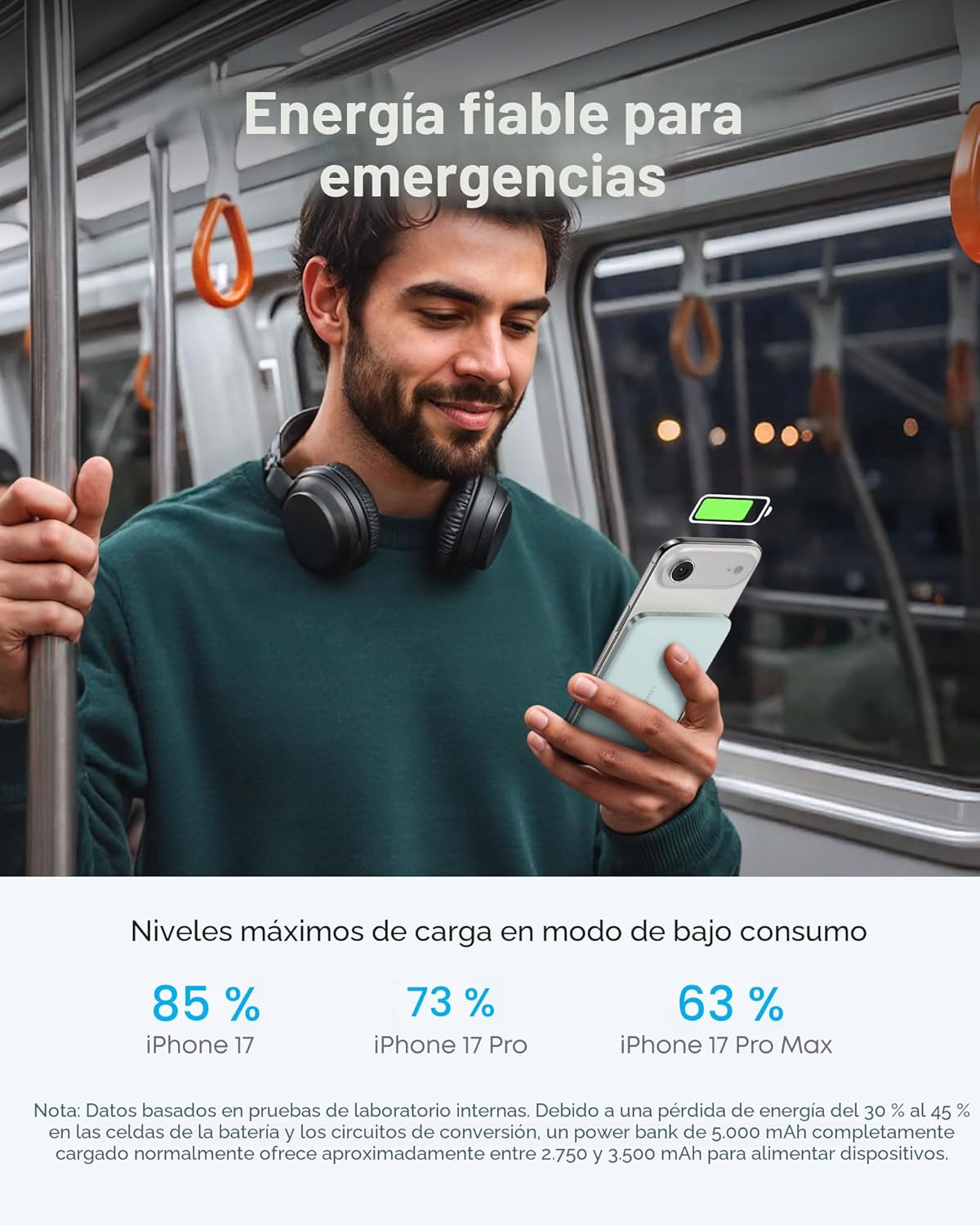 Anker Nano Power Bank (5K, Slim) 15W Negro - Imagen 6