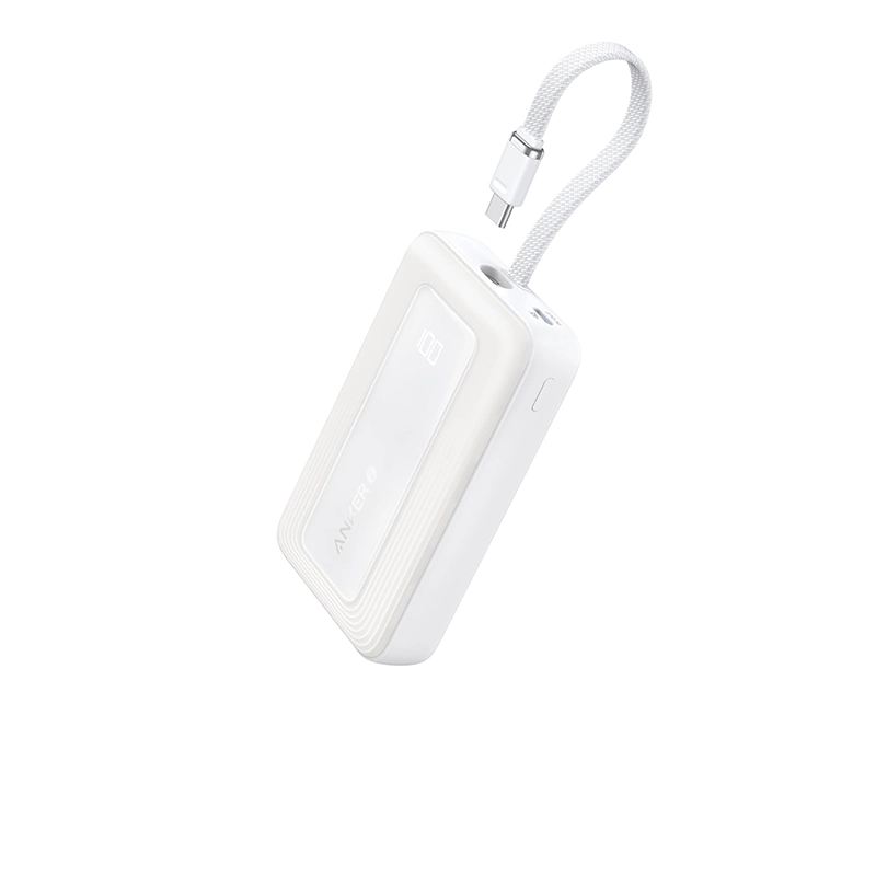 Anker Power Bank (20K, 30W, Built-In USB-C Cable) Blanco