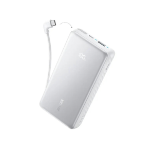 Anker Zolo Power Bank (20K, 22.5W, Built-In USB-C Cable) Blanco