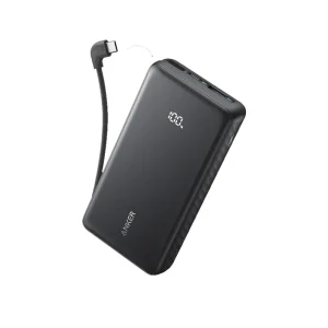 Anker Zolo Power Bank (20K, 22.5W, Built-In USB-C Cable) Negro