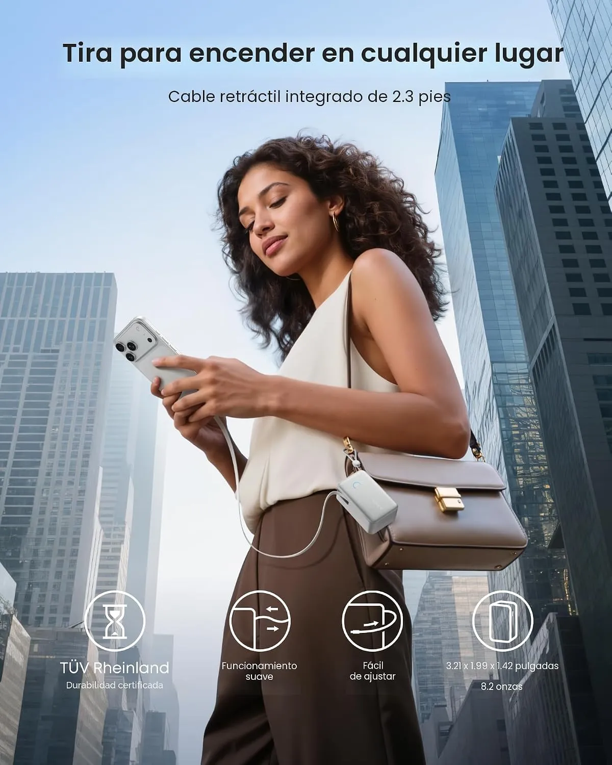 Anker Nano Power Bank (10K, 45W, Built-In Retractable USB-C Cable) Blanco - Imagen 4