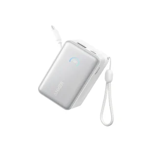 Anker Nano Power Bank (10K, 45W, Built-In Retractable USB-C Cable) Blanco