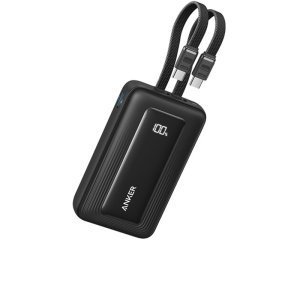 Anker Zolo Power Bank (10K, 35W, Built-In Dual USB-C Cables) Negro
